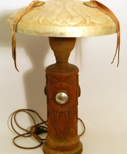 Wood and Leather Lamp