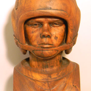 John Football Bust - Wood Sculpture