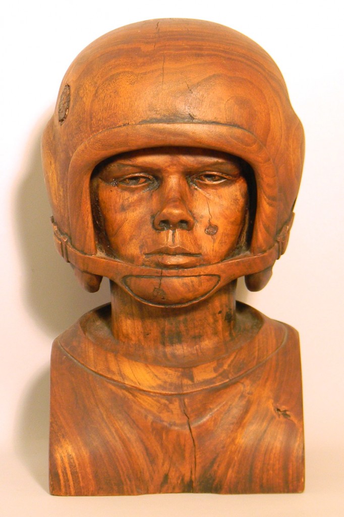 John Football Bust - Wood Sculpture